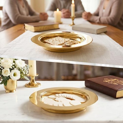 1Pcs Stainless Steel Communion Bread Plate for Church Gold,No Lid - color: Gold