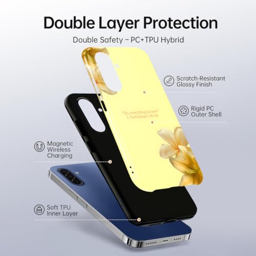 Magnetic Phone Case for Samsung Galaxy A17 6.7'', Coquette Christian Compatible with MagSafe, Floral Lily Inspirational Quote Protective Case, TPU and Hard PC Shockproof Flower Cover - color: Lily, size: for Samsung Galaxy A17