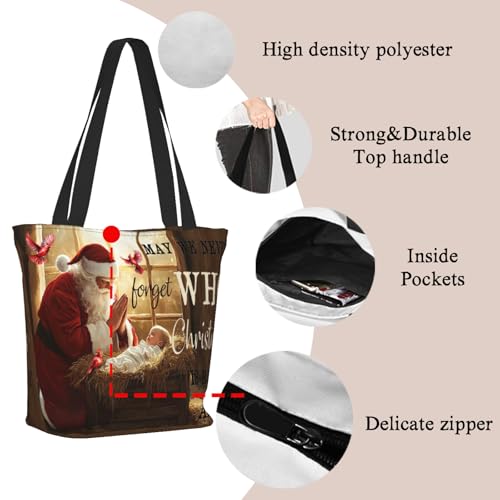 Funny Christian Tote Bags For Women With Zipper Christian Gifts For Work Gym Travel Beach Women With Large Capacity - color: Christmas-2