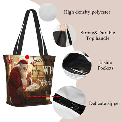 Funny Christian Tote Bags For Women With Zipper Christian Gifts For Work Gym Travel Beach Women With Large Capacity - color: Christmas-2