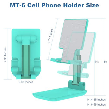 Cell Phone Stand,Adjustable Angle Height Phone Stand for Desk,Fully Foldable/Portable Phone Holder with Silicon Pad for iPhone 16/15/14/13/12/Smartphones,All Mobile Phones (Green) - color: Green