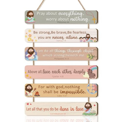 IARTTOP Kids Bible Verse Christian Meditation Wooden Hanging Sign - color: Bible Verse