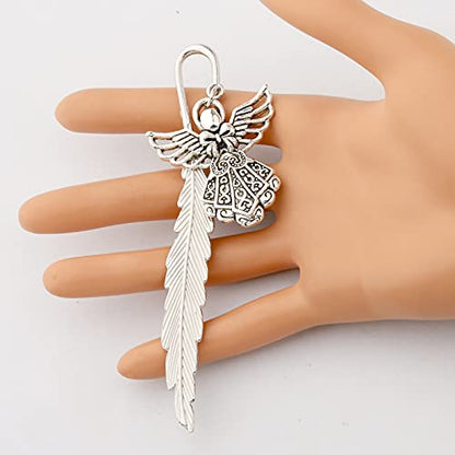WSNANG Metal Bookmark Angel Gifts Metal Feather Bookmark Reading Lovers Gifts for Religious Gifts (Angel)