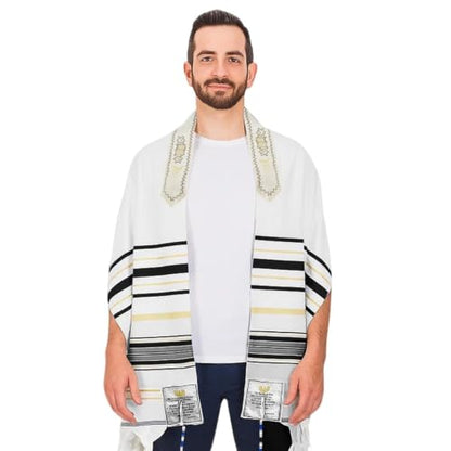 Holy Land Market Messianic Christian Shawl/Tallit - The Messiah Tallit (72 x 22 Inches) - color: Black
