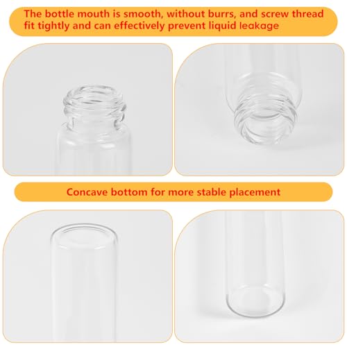 12PCS 30ml Clear Glass Small Vials with Screw Caps & Plastic Stoppers - size: 30ml