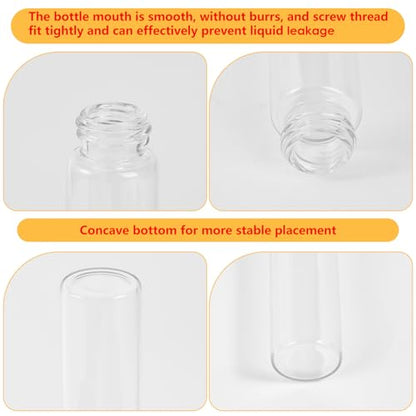 12PCS 30ml Clear Glass Small Vials with Screw Caps & Plastic Stoppers - size: 30ml