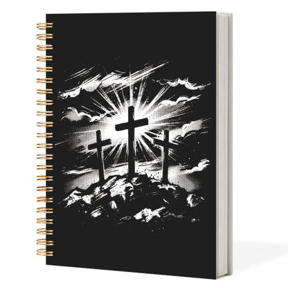 Black Christian Spiral Notebook Journal 5.5x8.3in, Faith Prayer Journal for Women Men, Religious Bible Scripture Hardcover Notebook for Church Study Work Office - color: Black Christian