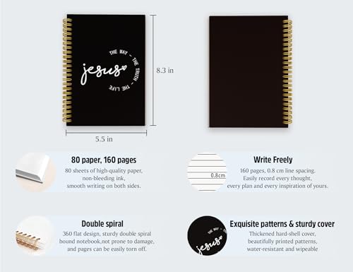 Black Jesus Notebook Journal,Christian Bible Study Prayer Journal Notebook,Christian Jesus the Way the Truth the Life Hardcover Spiral Notebooks Journaling,5.5x8.3 Inch - color: Jesus-3 Cream color