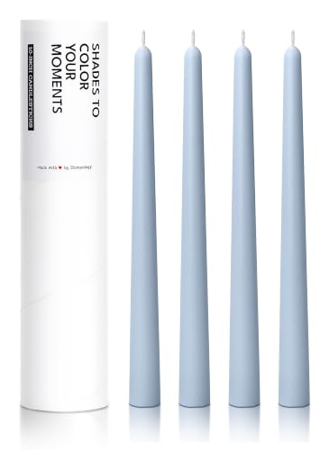 10" Classic Taper Candles, Dusty Blue, 4-Pack, 7-8 Hours Long Burning, Unscented Tall Candlesticks - color: Dusty Blue, size: 4PK