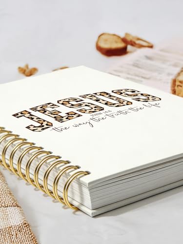 Christian Bible Journal Notebook for Women,Trendy Faith Gifts for Women Teen Girls,Church Journal for Notes Taking,Coquette Leopard Hardcover Spiral Notebook 5.5x8.3 Inch - color: JOHN 14:6