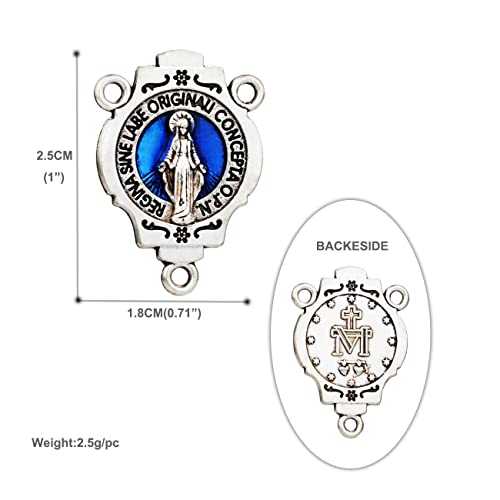COTTVOTT St Benedict,Our Lady of Guadalupe Medal for DIY Jewelry Making,Virgin Mary Christ Jesus Rosary Center Connection Part - color: 30pcs-Blue Virgin Mary Medal