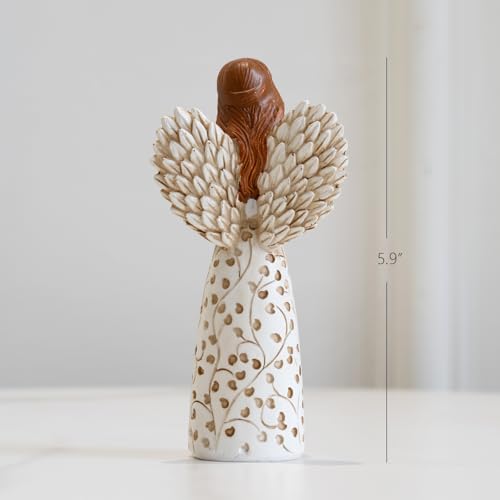 Remembrance Angel Figurines,Sympathy Gift for Loss of Loved One, Memorial Keepsake for Women - Sculpted Hand-Painted Figurine to Hold Each One Safely in Your Heart, Grief Gifts embracing Willow Heart - color: White-2
