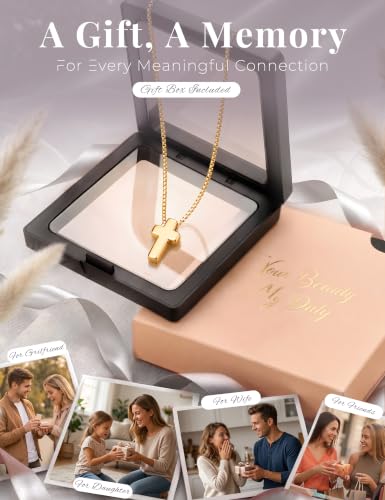 Subiceto Cross Necklace for Women,Small Sterling Silver Cross Pendant - color: Gold-Standard Cross