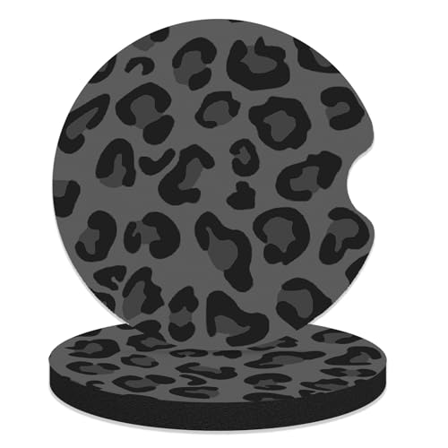 3.5 Inch Car Coasters for Cup Holders - Black Leopard - color: Black Leopard, size: 3.5 inch