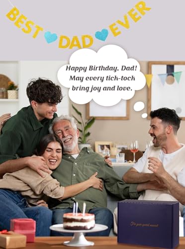 Stepdad Gifts from Daughter Son, Bonus Dad Fathers Day Glass Clock - color: Stepped Up Dad Gifts