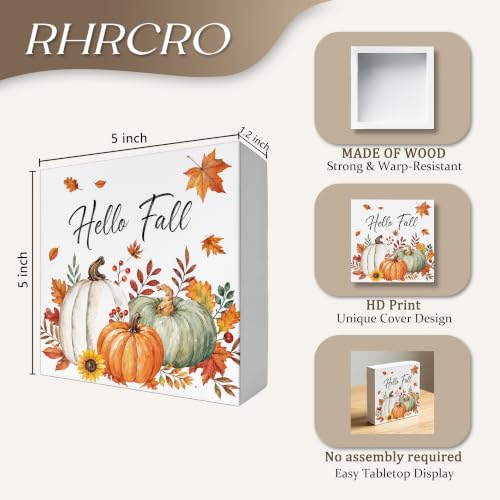 Farmhouse Fall Pumpkin Decor Wooden Box Sign - color: Fall-14