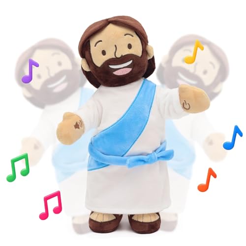 Yelakey Dancing Jesus Doll, 14" Musical Jesus Plush with 4 Christian Songs, Interactive Christian Plush Toy for Kids and Adults, Christmas Easter Baptism Gift