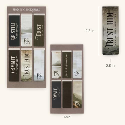 Christian Art Gifts Inspirational Magnetic Bookmark Pagemarker Set: Psalm 46:10 Scripture, Multicolor Designs & Encouraging Bible Verse Messages, Reading, Books, 6 Piece Set