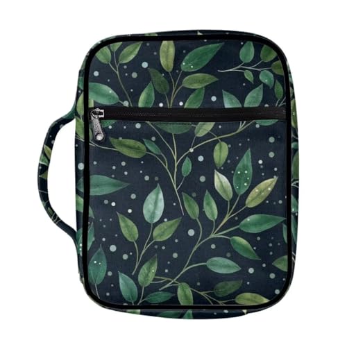 Coldinair Green Leaf Bible Covers for Women Carrying Book Bible Case Church Bag Bible Protective with Handle & Zippered Pocket - color: Green Leaf