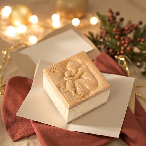 KATINAT Hand-Carved Wooden Dog Mom Gifts for Women, Pet Memorial Gift for Loss of Dog, Truly a Friend, Sculpted Hand-Painted Keepsake Box, Carving of Best Friends - color: Katinat- KL Mother & Dog Box