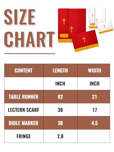 Cutecrop 3 Set Parament Table Runner Altar Cloth Red and White - color: Red and White