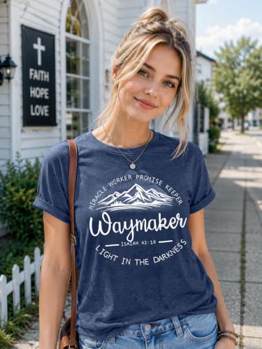 Jesus Oversized Shirts Women Christian Faith Tee Religious Bible Verse Tops - color: R-blue, size: Small