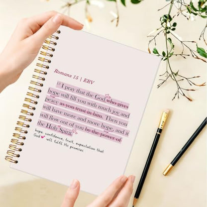 Christian Prayer Bible Spiral Notebook Journal for Women,A5 - color: Bible-Romans 15