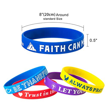 Bible Verse Bracelets – 80 Pcs Bulk Jesus Silicone Wristbands - color: Bright Color