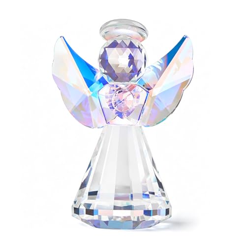 Crystal Guardian Angel Figurine Decoration, Glass Guardian Angel Statue Christmas Birthday Gifts for Women Girlfriend Daughter, Art Collectible Figurines Home Decor (Colorful) - color: Angel -Colorful