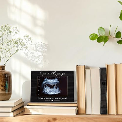 Grandparents Picture Frame, Grandparents Baby Announcement, Pregnancy Announcement for Grandparent, Ultrasound Picture Frames 4x6, Baby Sonogram Wooden Photo Picture Frames - color: meet