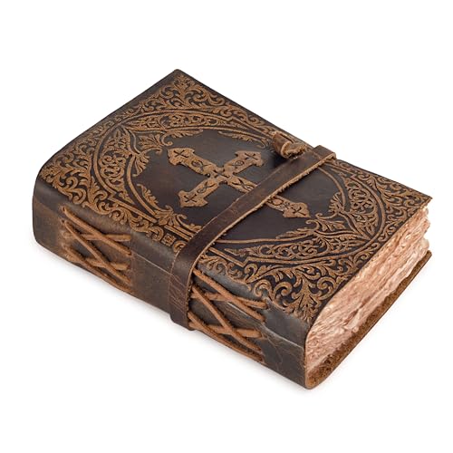 LEATHER VILLAGE Christian Gift Journal, Distressed Brown 13x8. - color: Distressed Brown, size: 13 inches X 8 inches