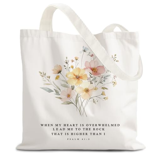 FBB Christian What's the Best that Could Happen Inspirational Tote Bag - color: Psalm 61:2 - Yellow
