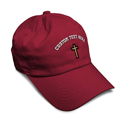 Soft Baseball Hat Embroidered Dad Hat Chaplain Cross Jesus God Christian Faith Men & Ladies Baseball Cap - color: Burgundy Personalized Text Here
