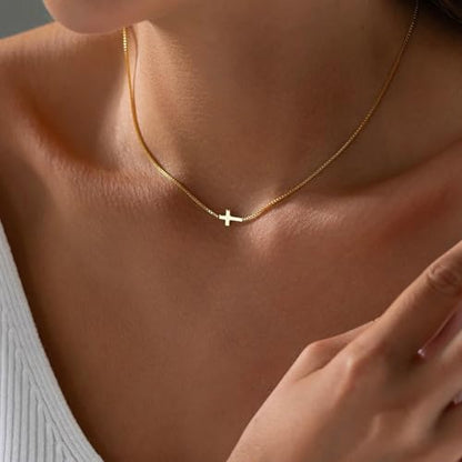 Fesciory Cross Necklace for Women, 14K Gold Plated Rhinestones Jewelry Gift - color: Gold Plated 4