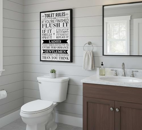 HSHFKLH Funny Toilet Rules Quotes Poster Wall Art 16x24in Unframed - color: Toilet rules-poster, size: 24"L x 16"W