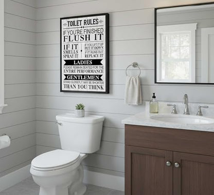 HSHFKLH Funny Toilet Rules Quotes Poster Wall Art 16x24in Unframed - color: Toilet rules-poster, size: 24"L x 16"W