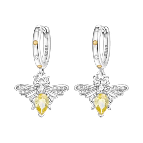 925 Sterling Silver Drop & Dangle Earrings for Women,Butterfly Dragonfly and Bee|Flower and leaf Earrings, Suitable for Sensitive Ears Fashion Jewelry Gift- Hypoallergenic Earrings - color: Bee Earrings