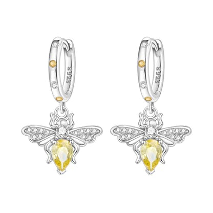 925 Sterling Silver Drop & Dangle Earrings for Women,Butterfly Dragonfly and Bee|Flower and leaf Earrings, Suitable for Sensitive Ears Fashion Jewelry Gift- Hypoallergenic Earrings - color: Bee Earrings