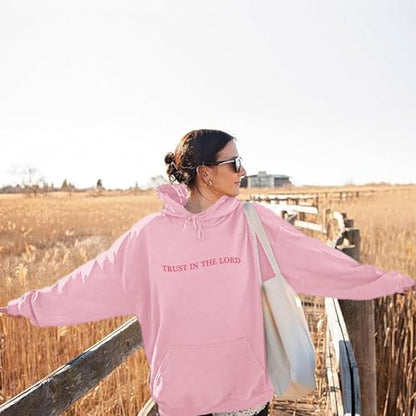 Tuislay Trust In The Lord Hoodie Christian Sweatshirts Women - color: Pink-pink Print, size: Medium