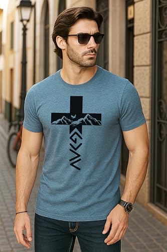 God Greater Than Highs and Lows Shirt – Inspirational Christian Faith Cross Tee - color: Indigo Blue, size: Small