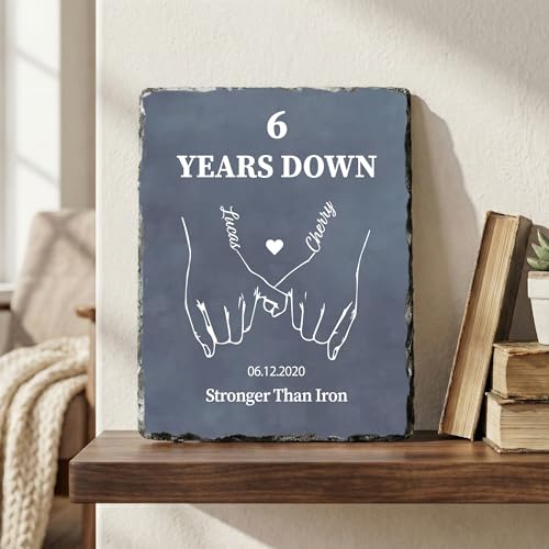 6th Iron Anniversary Keepsake for Him or Her - Traditional Stone Alternative Plaque - Personalized Slate Keepsake for Husband Wife Presents (S-232) - color: S-232
