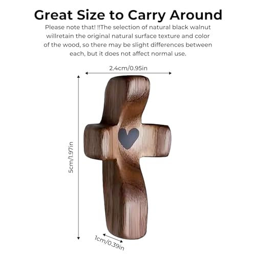 Vrouwengeld 2Pcs Wooden Pocket Cross My Heart, Stress Relief Cross Fidget, Wooden Cross Fidget Easter Gifts Encouragement Gift Ideas for Children Men Women, Pocket Prayer Cross Portable Wall Cross - color: 2Pcs