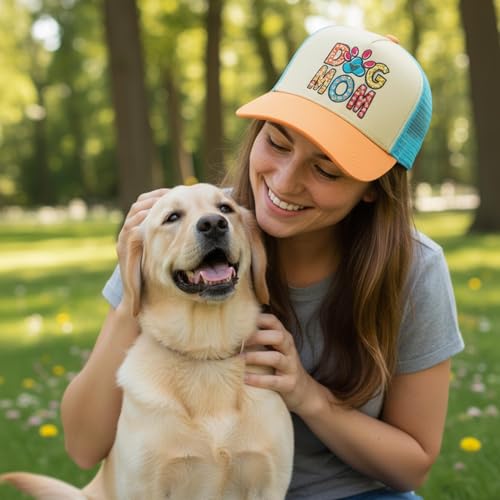 Embroidered Baseball Cap for Women - 2025 Trendy hat Adjustable Breathable Summer Beach Hat Christmas - color: Dog Mom
