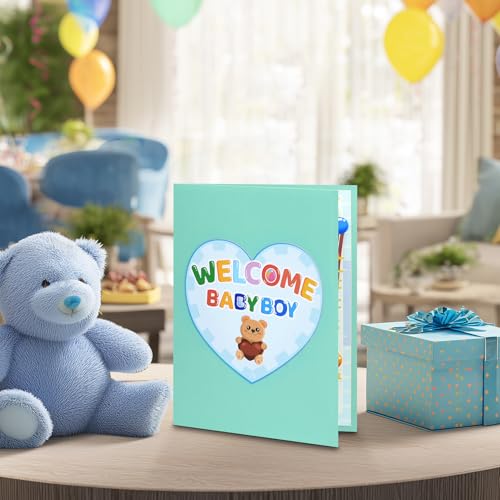 GREETING ART New Baby Boy Card, Baby Shower Pop Up Card for Boy - color: Baby Boy