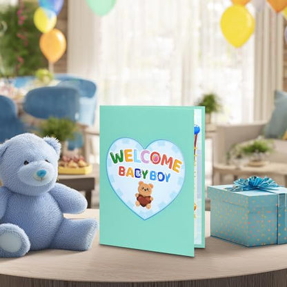 GREETING ART New Baby Boy Card, Baby Shower Pop Up Card for Boy - color: Baby Boy