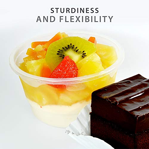 Disposable Portion Cups with Lids - 200 Set Disposable Clear Plastic, Ideal for Jello Shot, Condiment and Sauce Cups with Lids Restaurant quality Souffle Portion Container (5.5oz) - size: 5.5oz