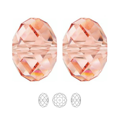 24pcs Adabele Austrian 6mm Faceted Rondelle Crystal Beads Lt. Peach Pink - color: Peach/Pink, size: 4mm x 6mm - 24pcs