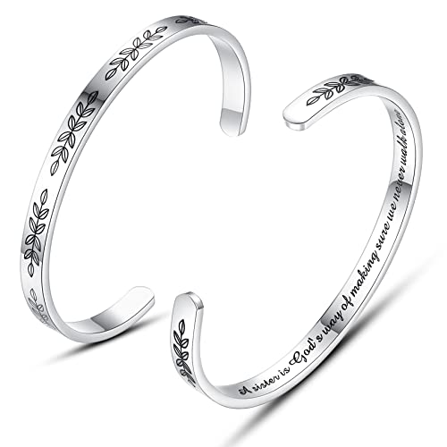 TONY & SANDY Cuff Bracelets for Women Teen Girls Best Friend Sister Mom Daughter Granddaughter Easter Birthday Mother's Day Christmas Stocking Stuffers for Teen Girls Women Jewelry - style: 1 - Sister Gifts - A sister is god's way of making sure we never