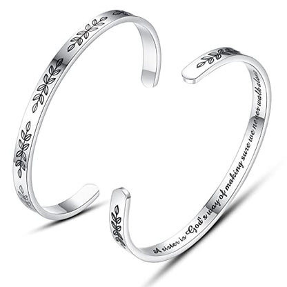 TONY & SANDY Cuff Bracelets for Women Teen Girls Best Friend Sister Mom Daughter Granddaughter Easter Birthday Mother's Day Christmas Stocking Stuffers for Teen Girls Women Jewelry - style: 1 - Sister Gifts - A sister is god's way of making sure we never