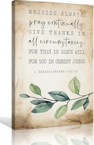 Zhefoart 1 Thessalonians 5 16-18 Bible Verse Wall Decor Christian Poster Art Framed Canvas Home Decorations Wall Paintings for Living Room 12x18 inches
